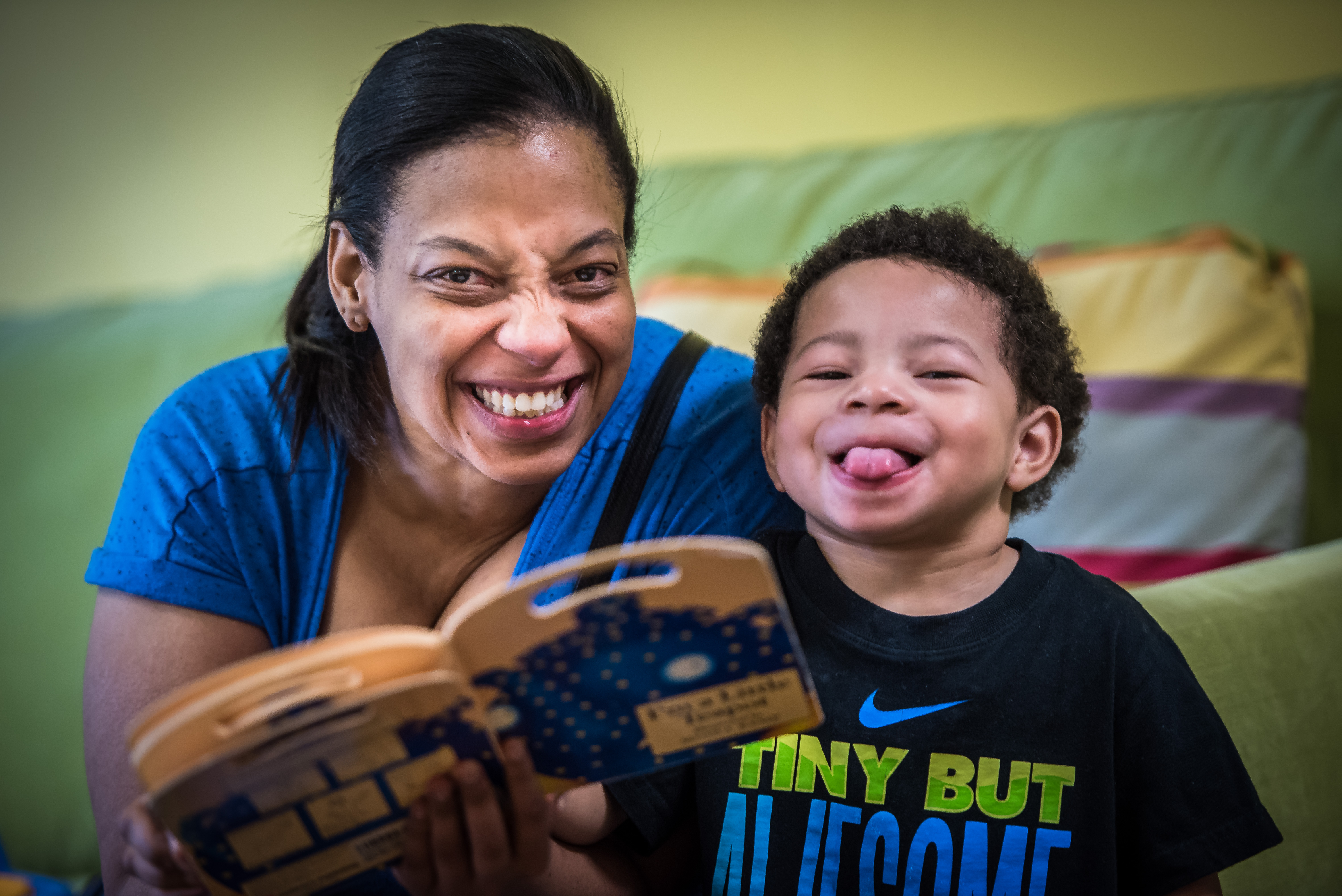 mom and son having fun