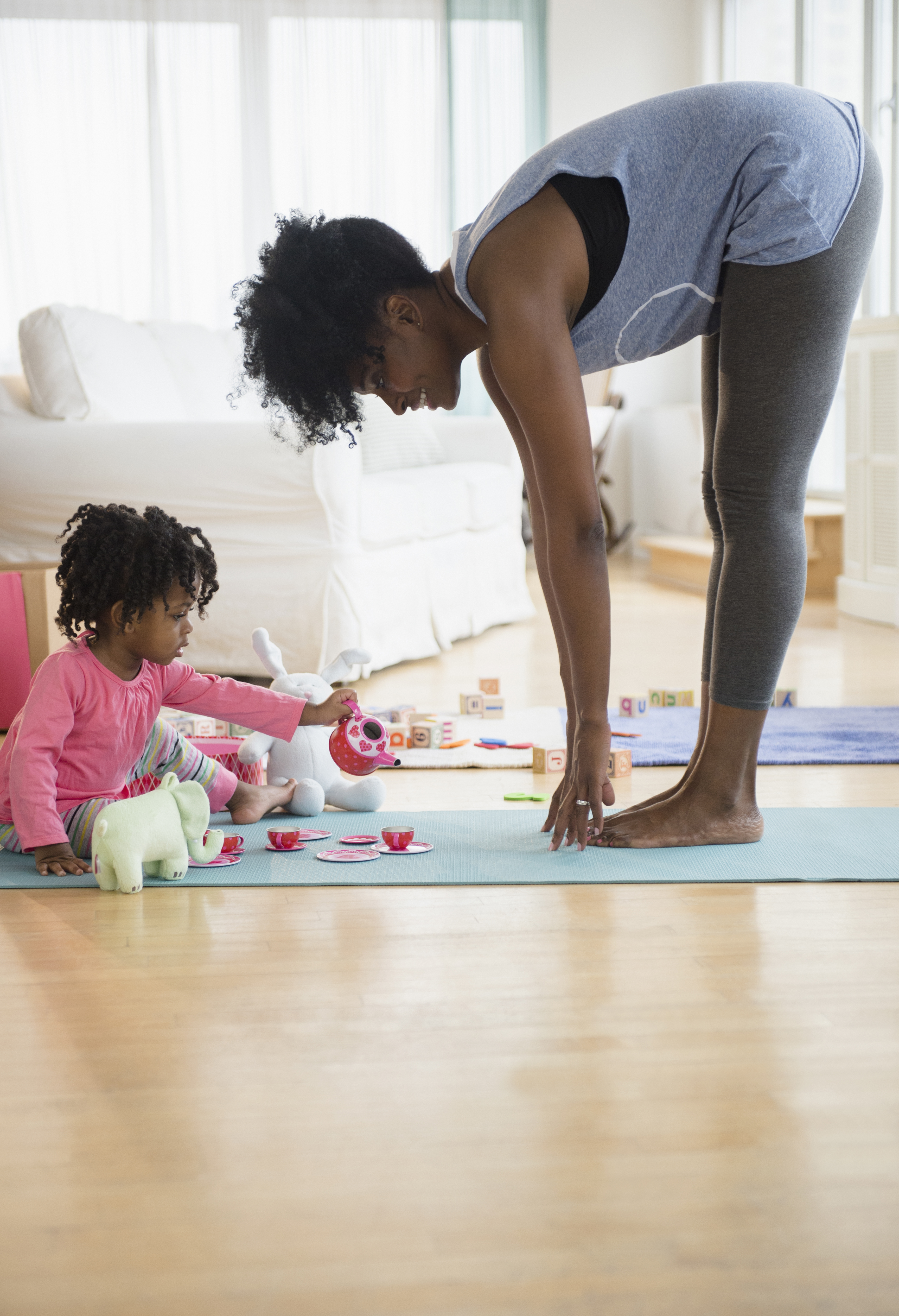 mother and daughter playing games