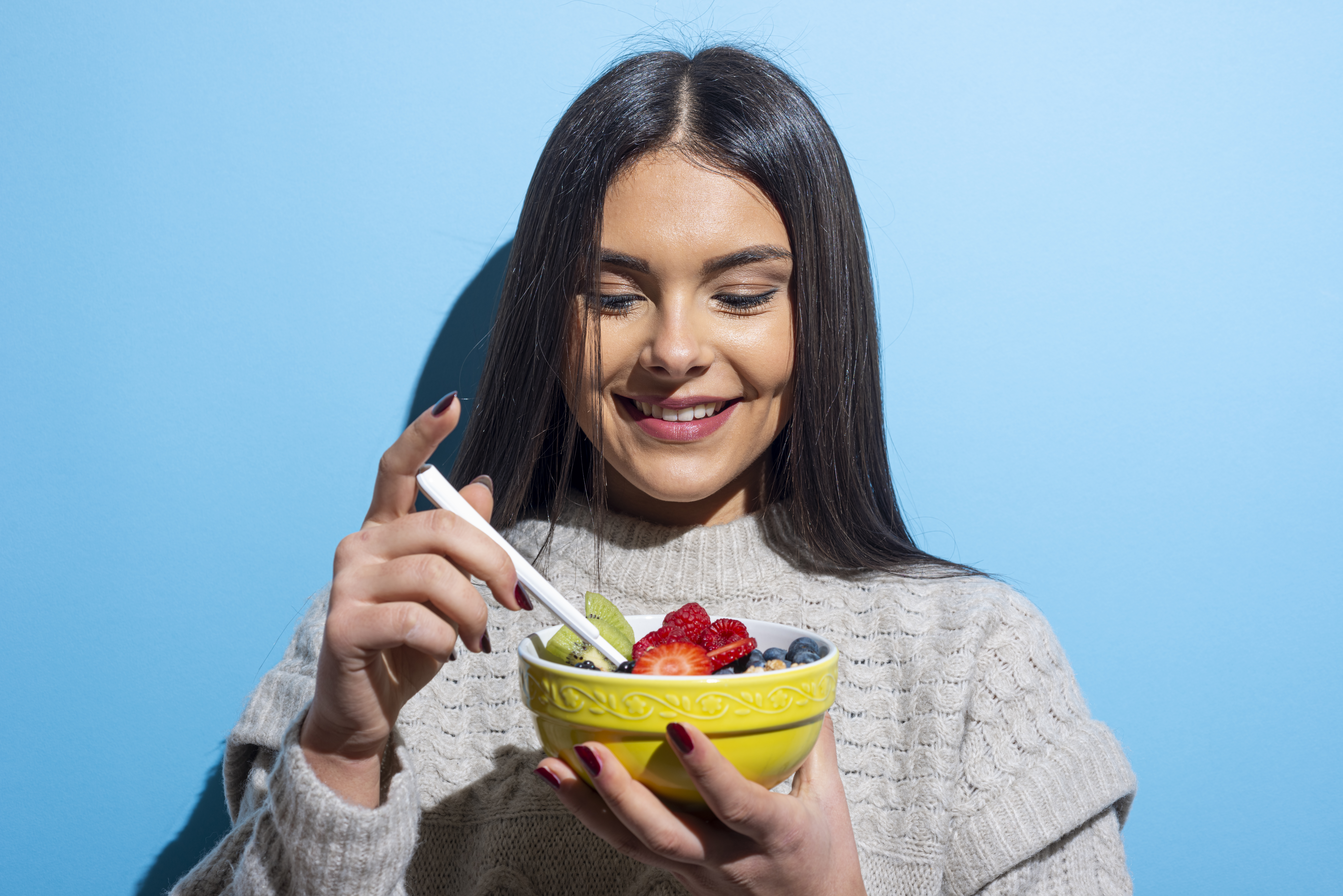 a woman eating