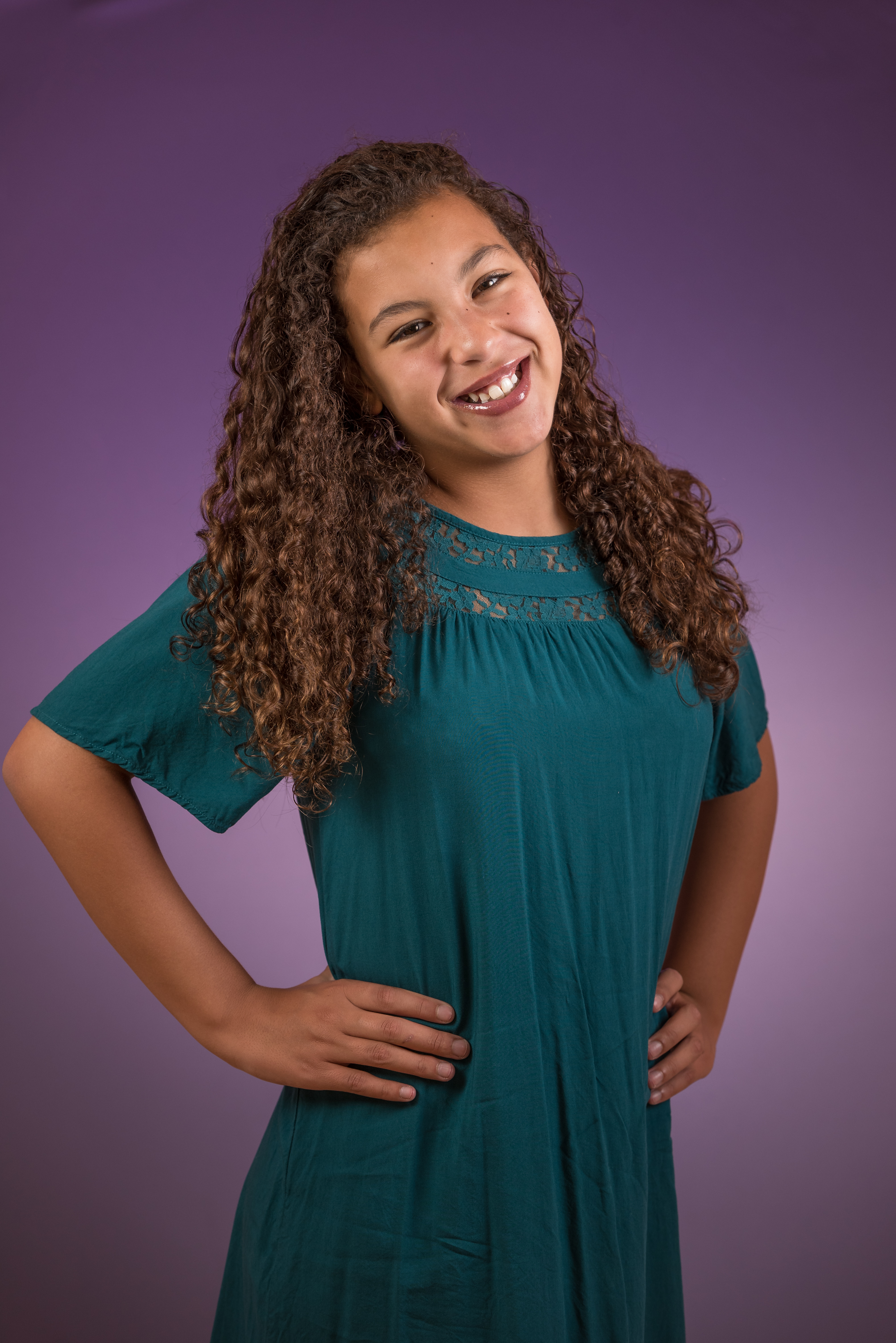 young girl in blue dress