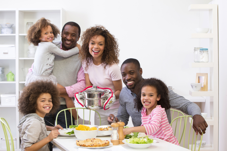 family eating together