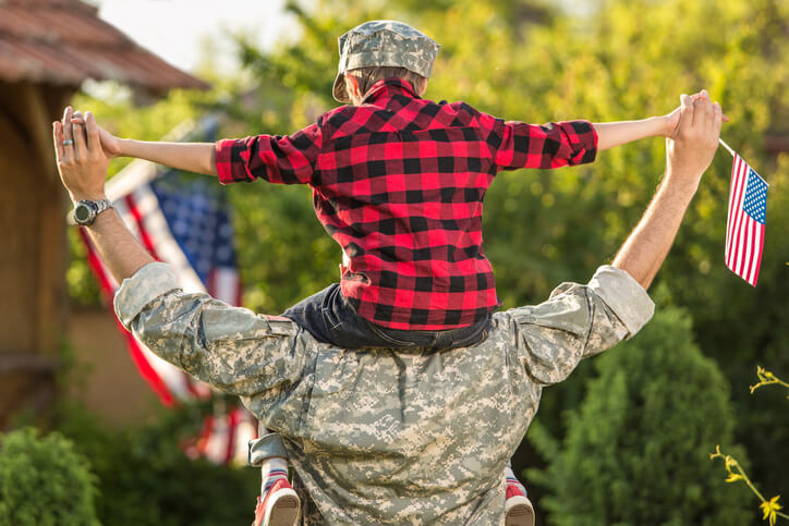 Happy reunion of soldier with family